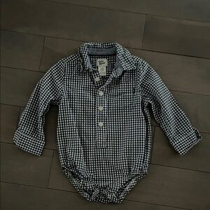 OshKosh B'gosh Black & White Gingham Button-Down Bodysuit